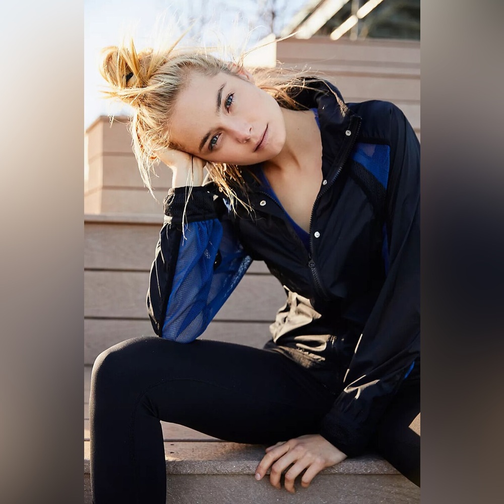 Free People Movement Moto Mesh Details Layering Jacket